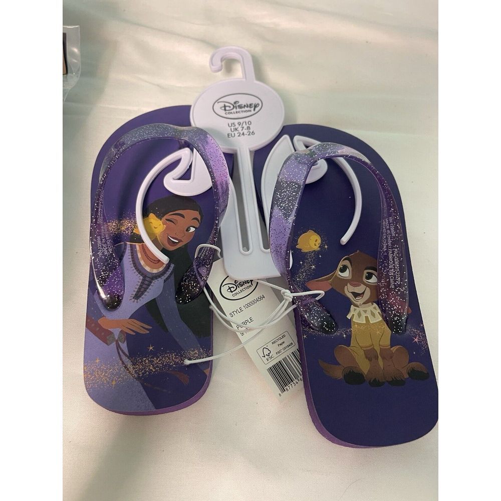 NWT New‎ Disney girls Wish Flip Flop Sandal W 9/10